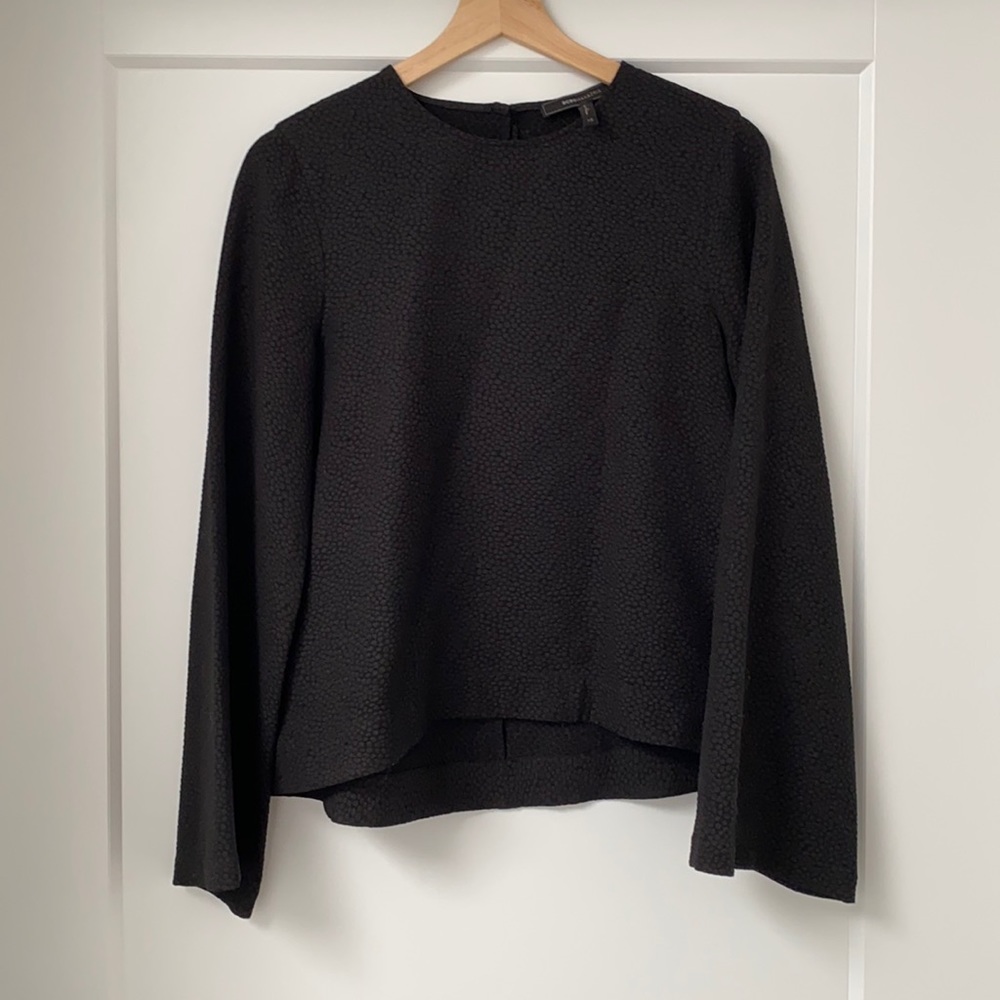 BCBG textured long sleeve blouse.